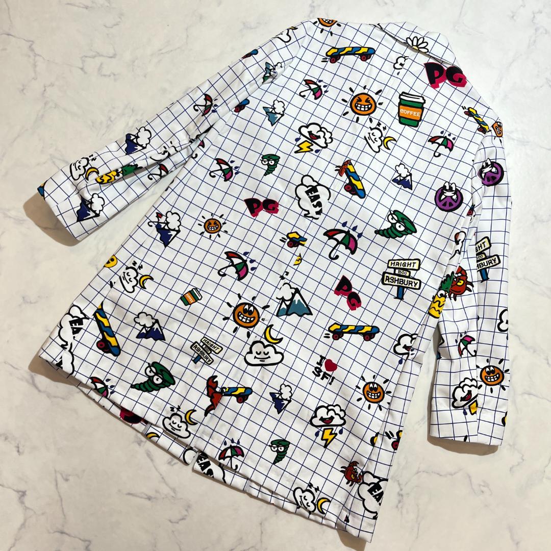 未使用★パーリーゲイツ 総柄プリントジャケットコート マルチカラー 白 1