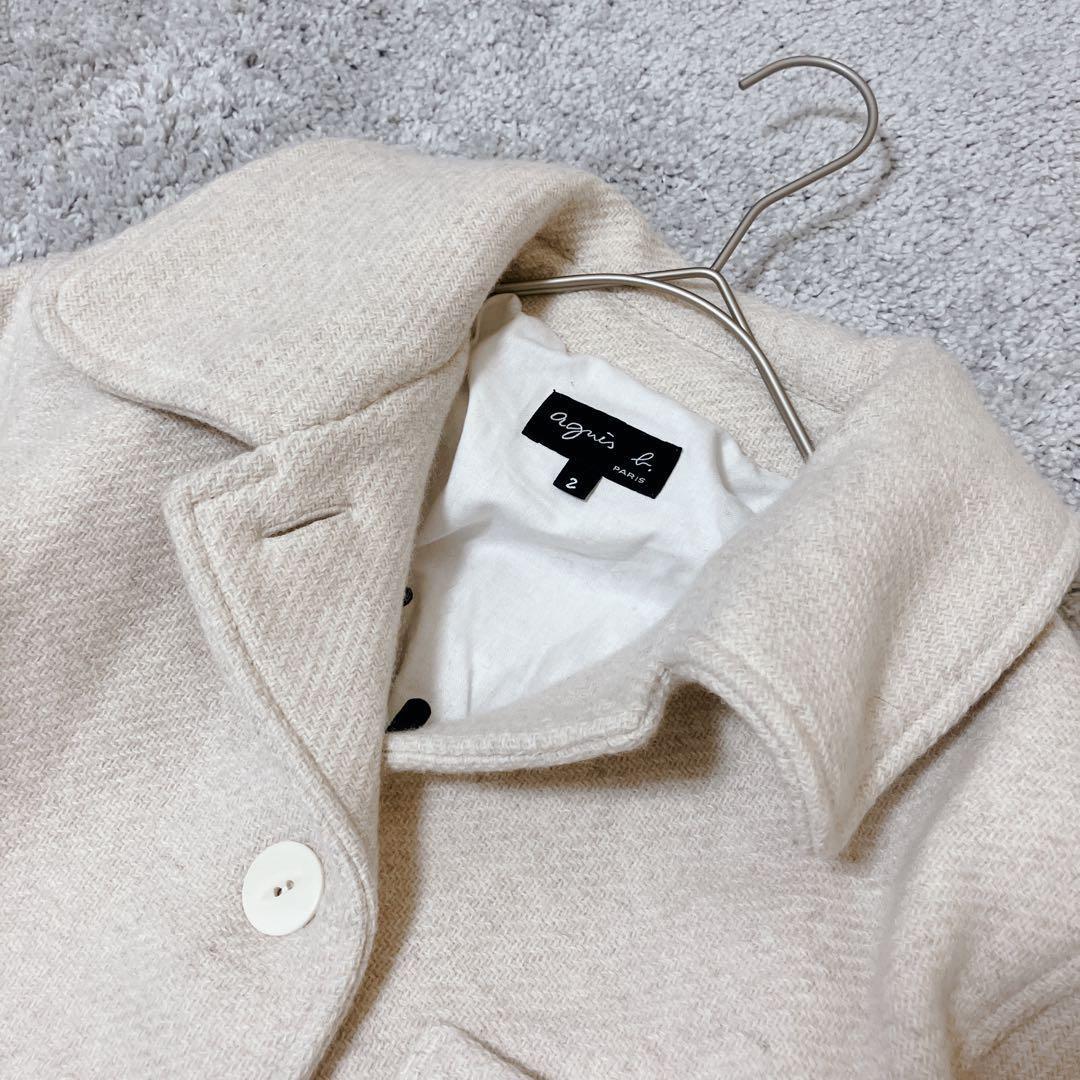 A3209【アニエスベー】希少✨ウール混合ジャケット/似顔絵モチーフ/2/M