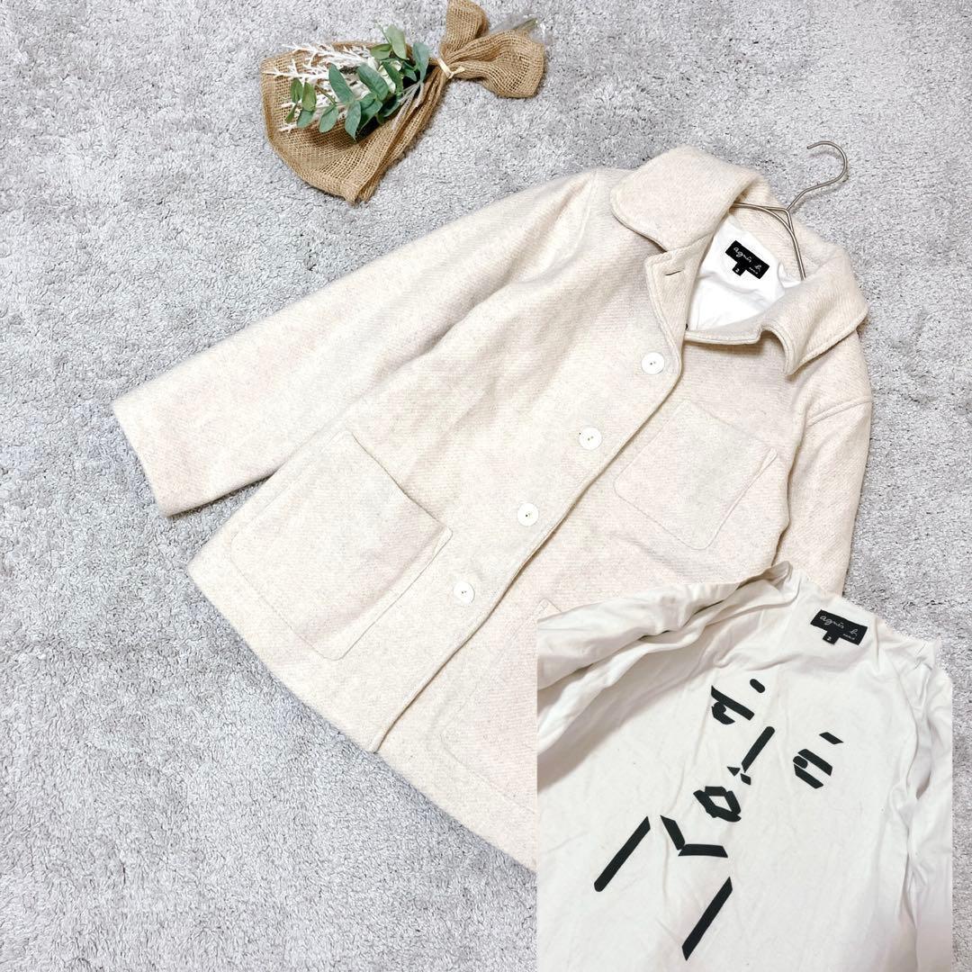 A3209【アニエスベー】希少✨ウール混合ジャケット/似顔絵モチーフ/2/M