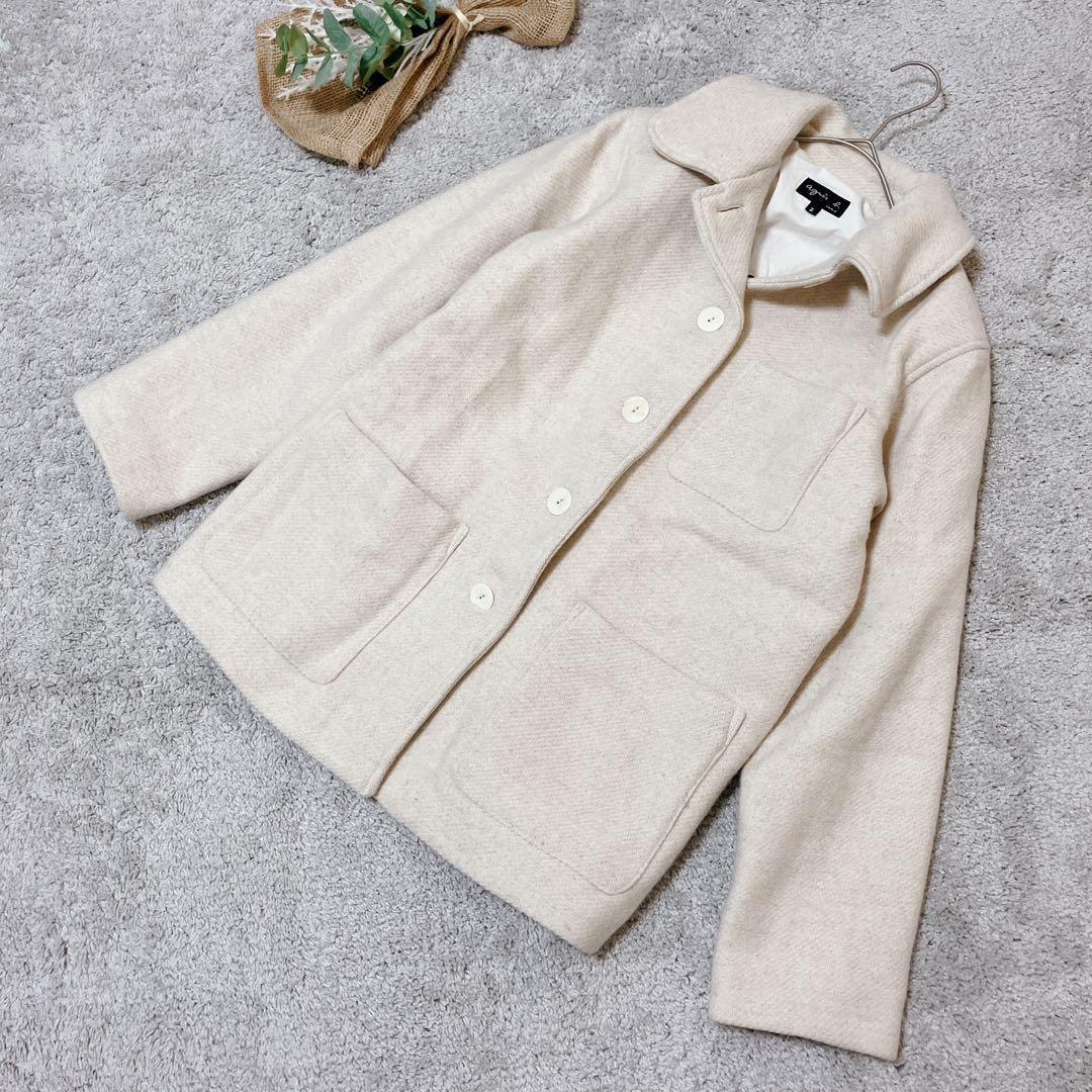 A3209【アニエスベー】希少✨ウール混合ジャケット/似顔絵モチーフ/2/M