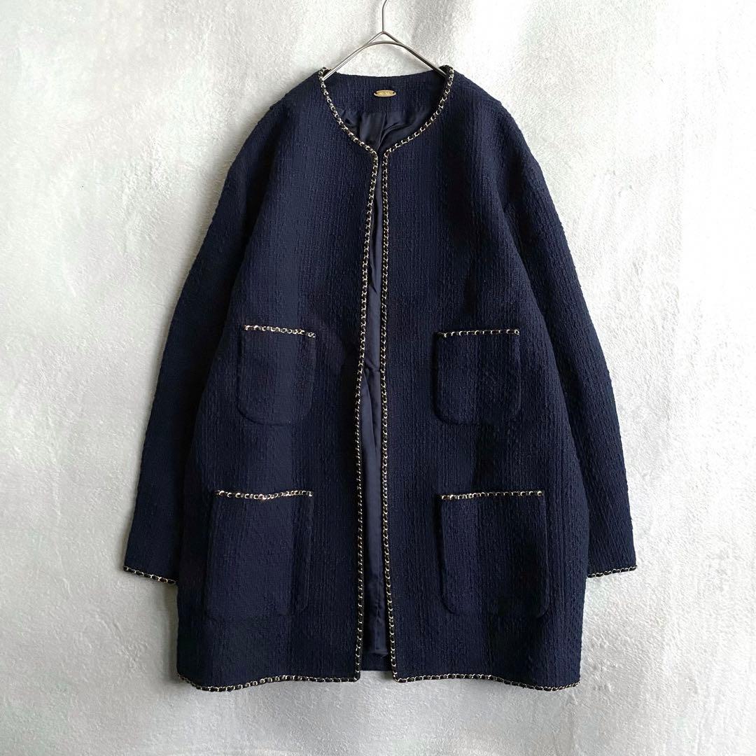 【定価5.4万✨】ドゥーズィエムクラス　 chain tweed ジャケット　紺
