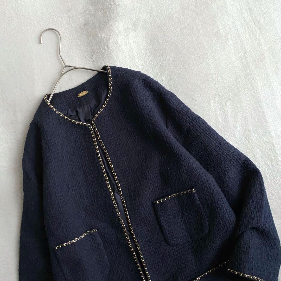 【定価5.4万✨】ドゥーズィエムクラス　 chain tweed ジャケット　紺