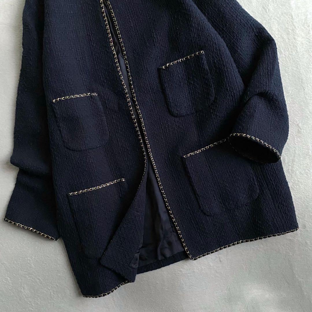 【定価5.4万✨】ドゥーズィエムクラス　 chain tweed ジャケット　紺