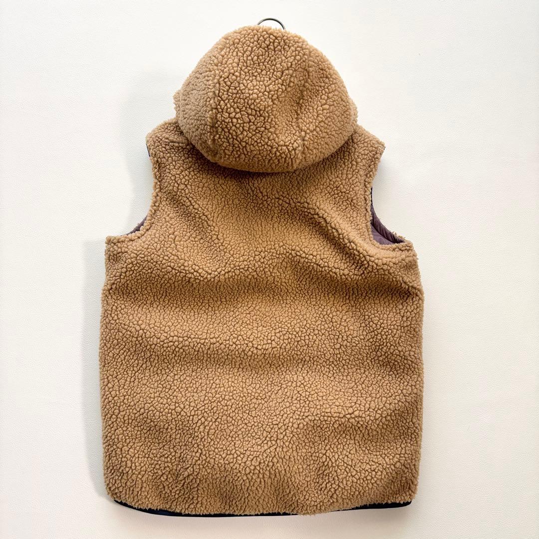 01864△△パタゴニア　リバーシブル　ボアベスト　フーディ　ダウンベスト　XL