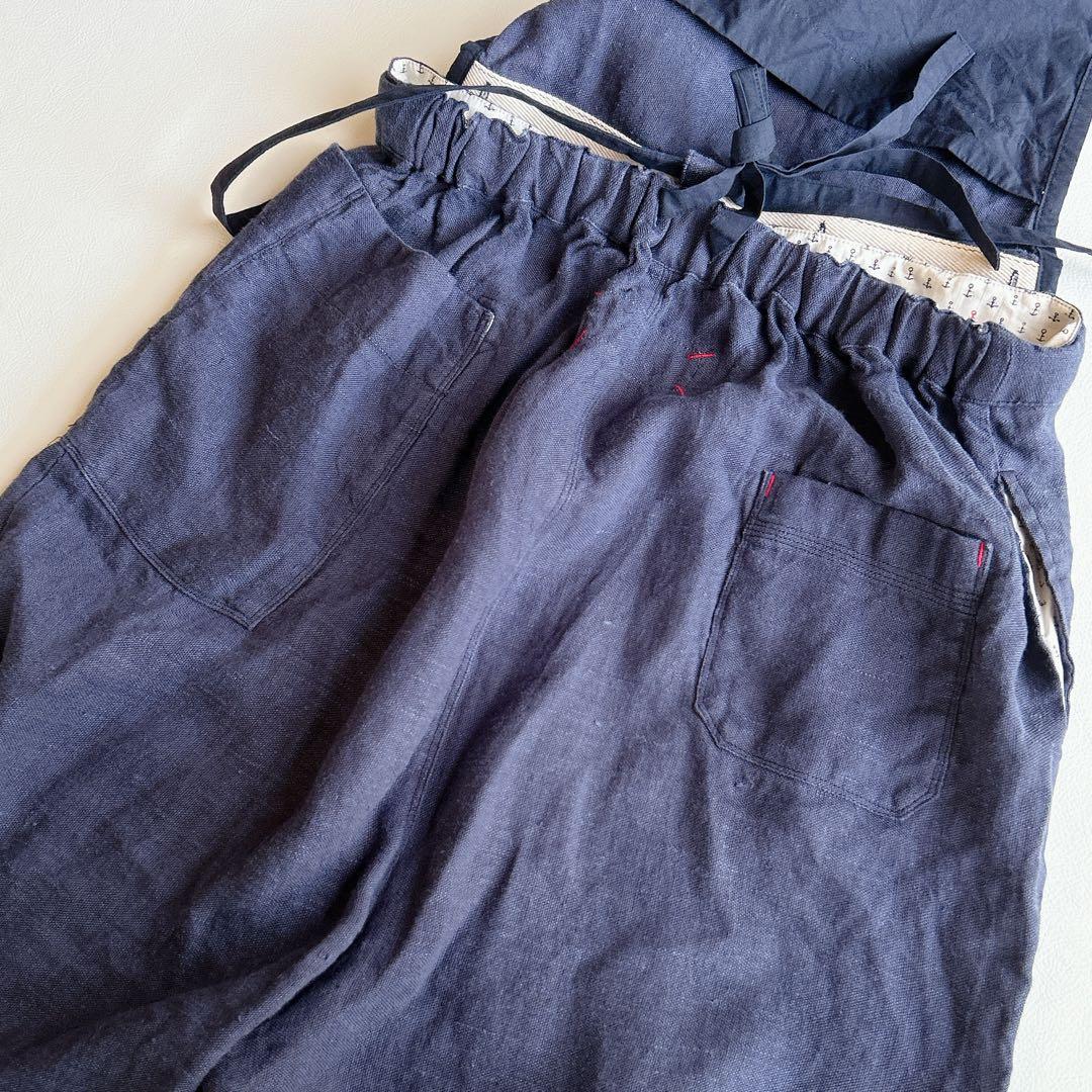 快晴堂謹製 ⿻ リネンヘンプ エプロンサロペット サルエル ナチュラル 2wey