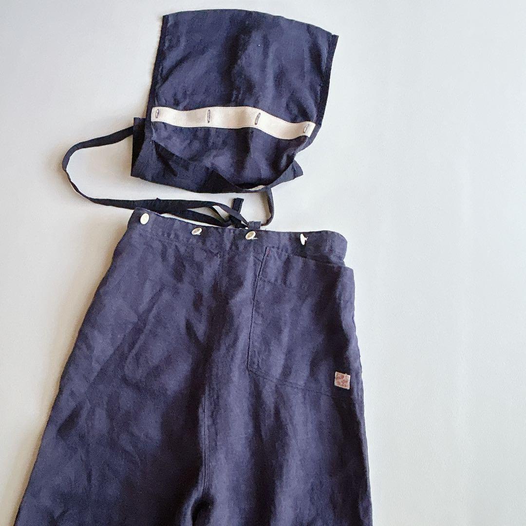 快晴堂謹製 ⿻ リネンヘンプ エプロンサロペット サルエル ナチュラル 2wey