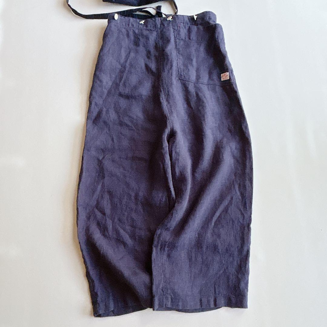 快晴堂謹製 ⿻ リネンヘンプ エプロンサロペット サルエル ナチュラル 2wey