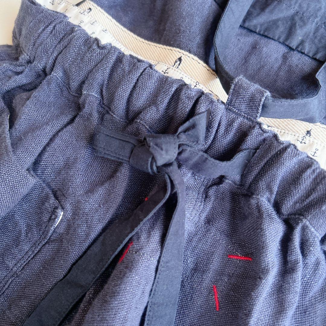 快晴堂謹製 ⿻ リネンヘンプ エプロンサロペット サルエル ナチュラル 2wey