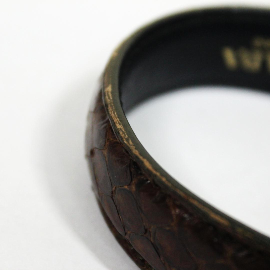 激レア 美品 プラダ ブレスレット パイソン本革 バングル ブラウン PRADA