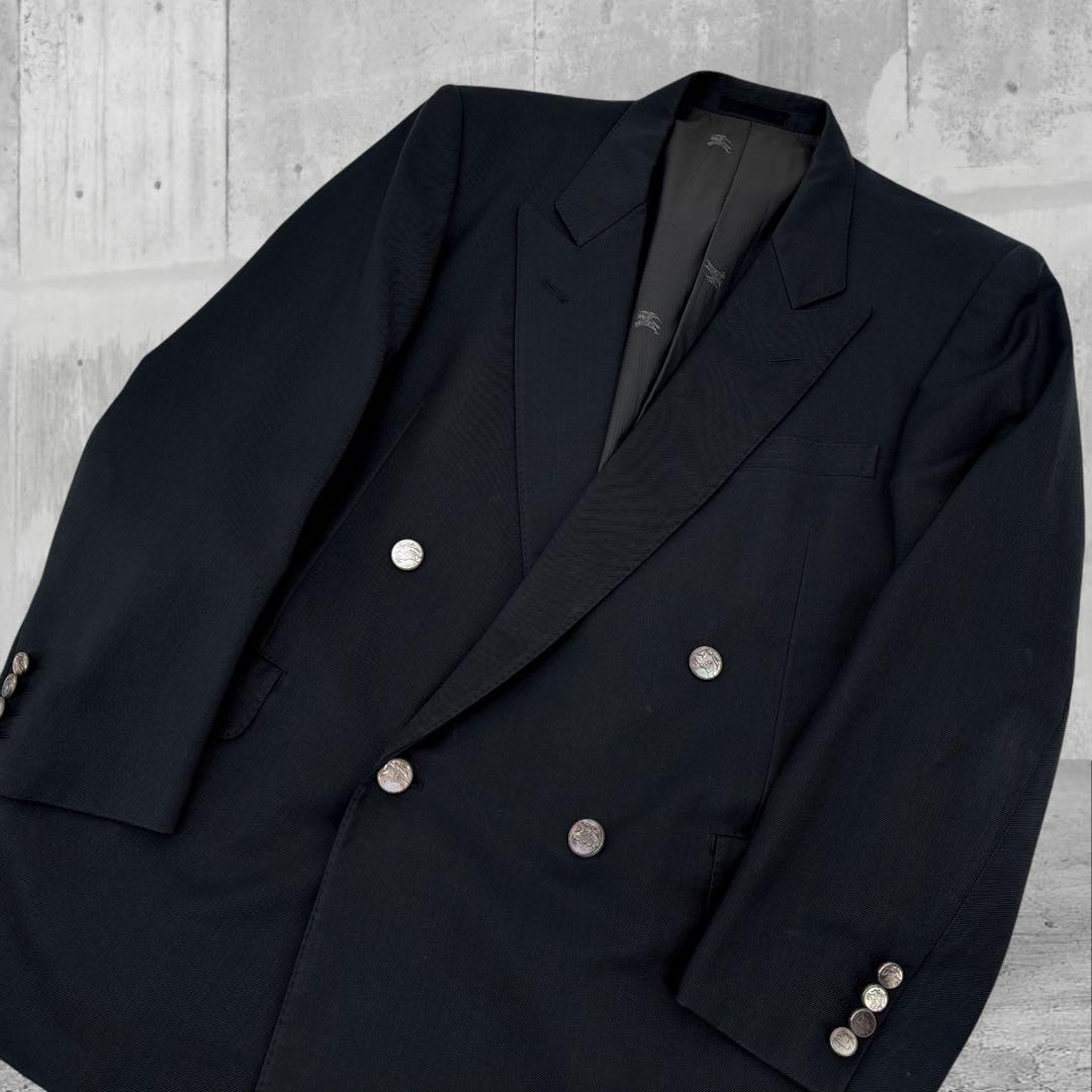 【高級】バーバリー　スーツ　セットアップ　カシミヤ　螺鈿ボタン　ダブル