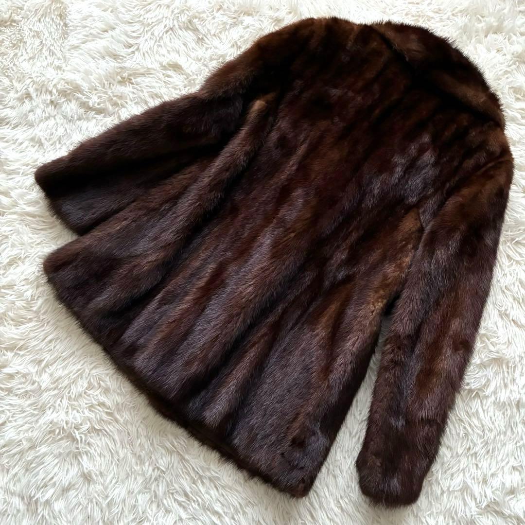 SAGA MINK 銀タグ　ファーコート　ハーフコート　ダークミンク　13号