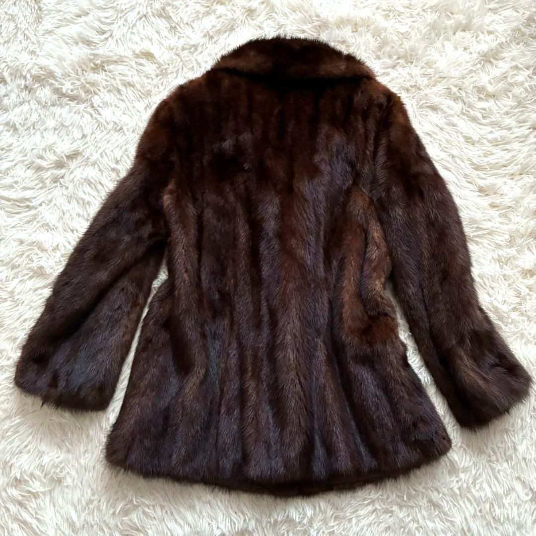 SAGA MINK 銀タグ　ファーコート　ハーフコート　ダークミンク　13号