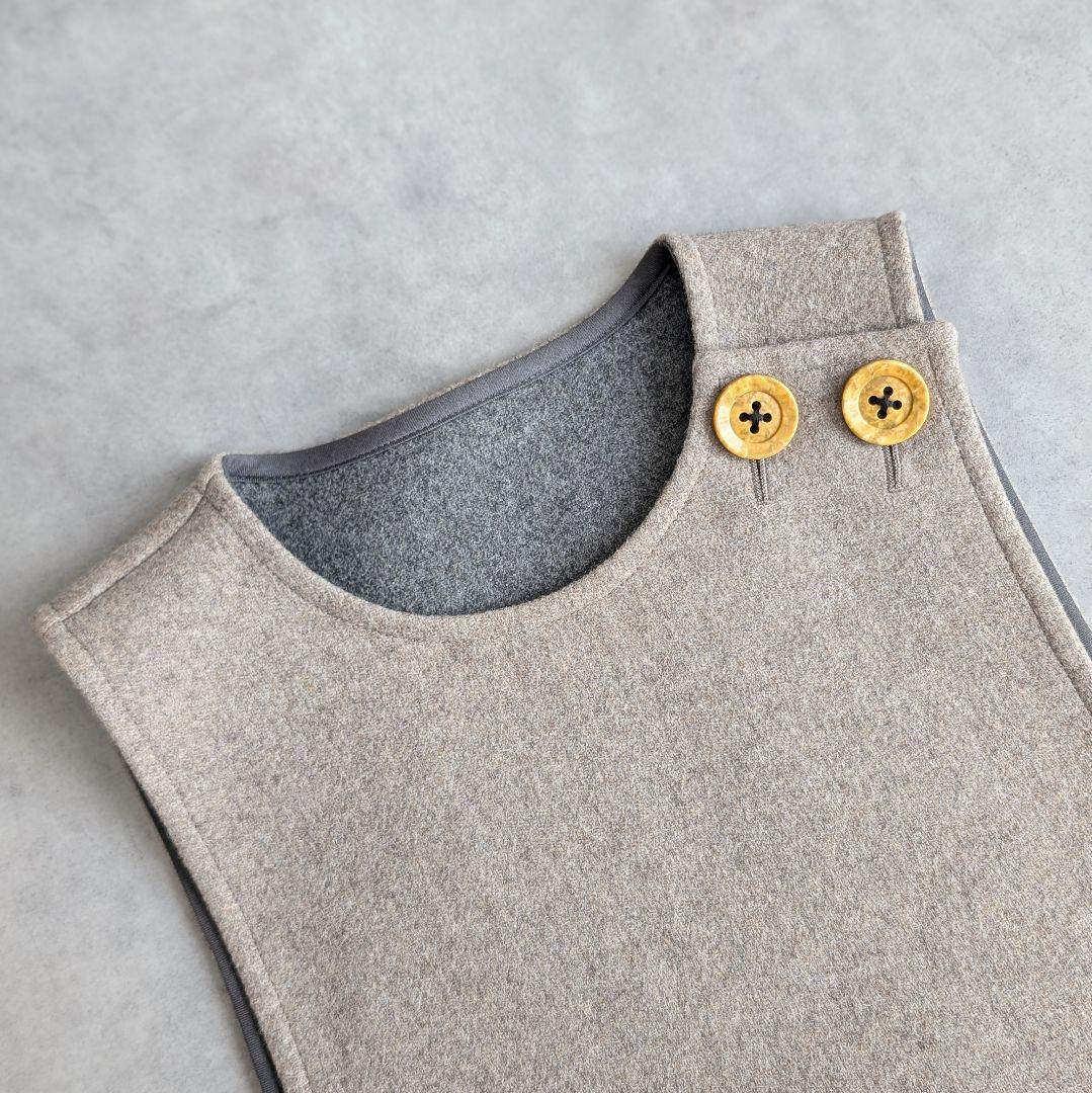 ENFOLD メルトンショートベスト エンフォルド ベージュ モカ ウール