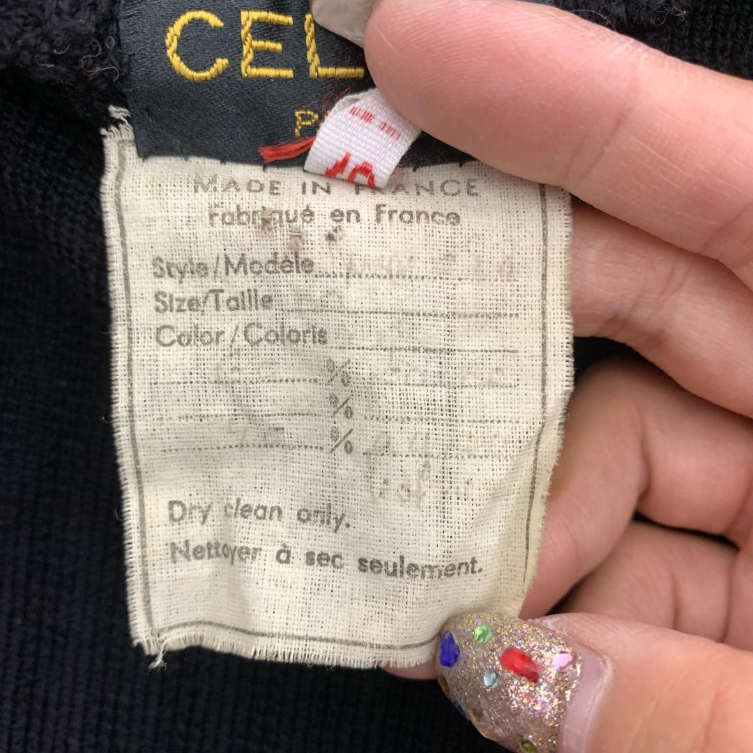 LA7784 CELINE セリーヌ レザー 切替えトレンチコート ブラック46