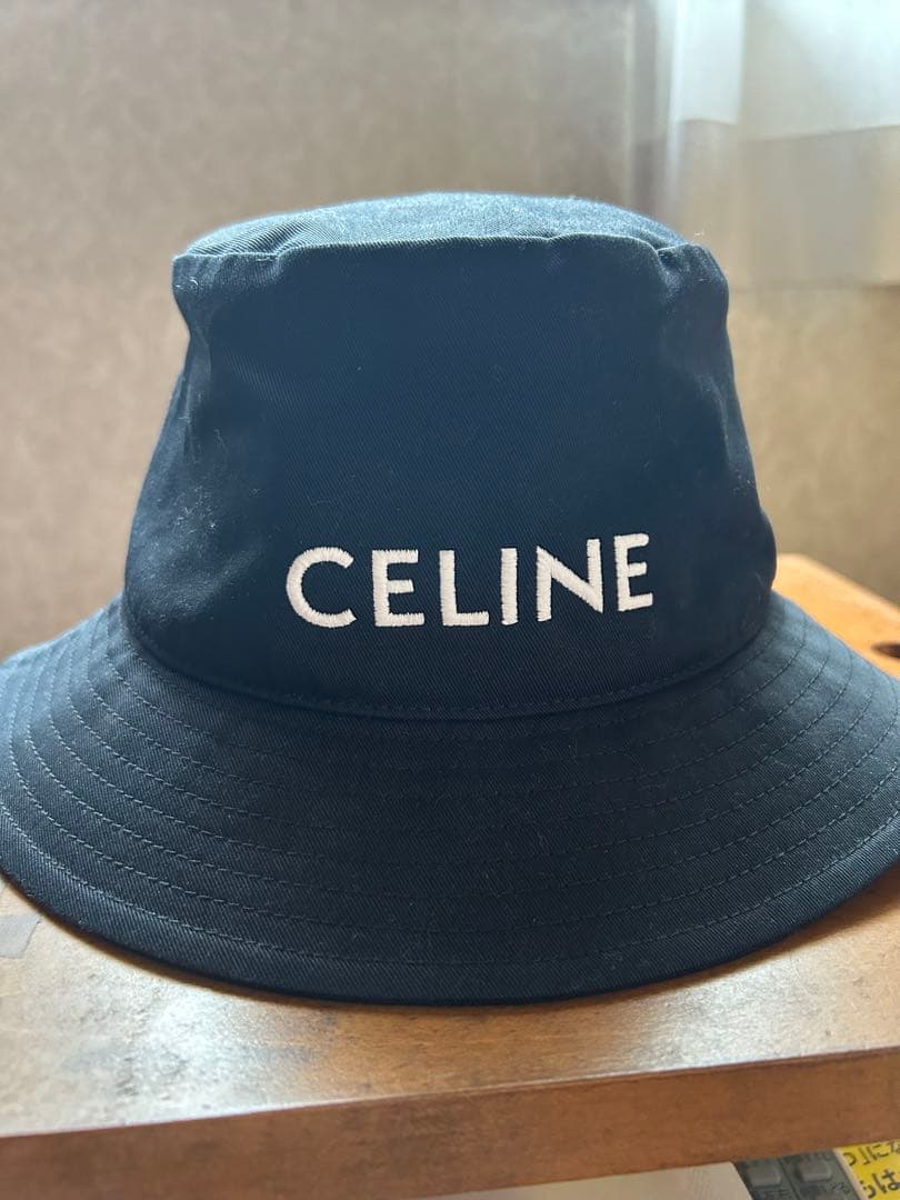 CELINE バケットハット 黒　コットン　M