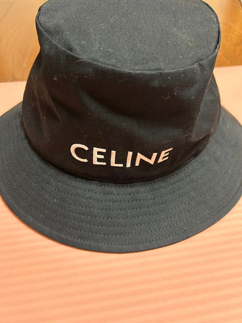 CELINE バケットハット 黒　コットン　M