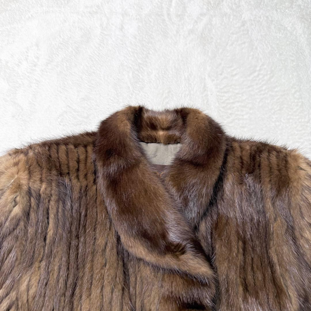 サガミンク 2145 JINDO 毛皮 リアルファーコート ブラウン サイズS