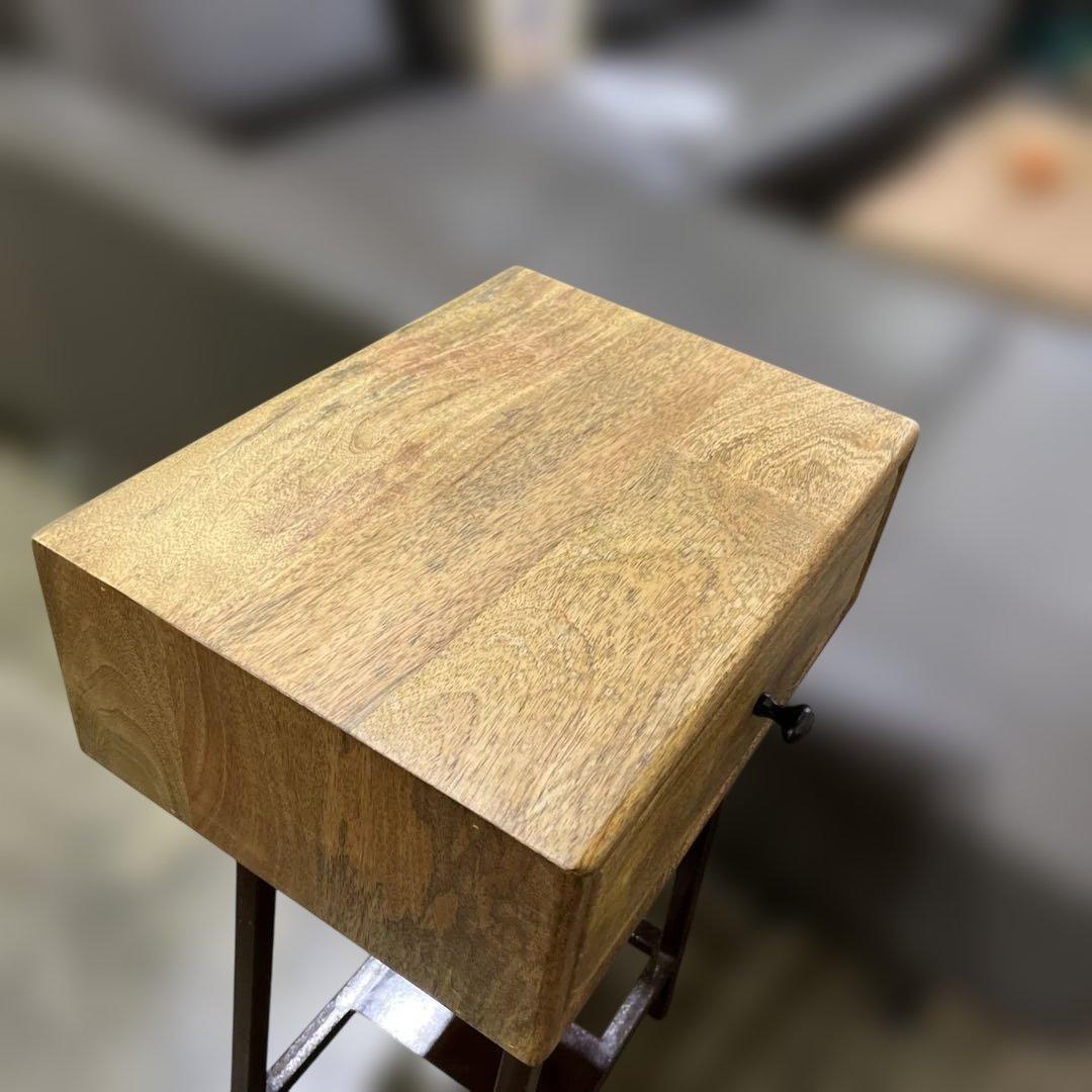 【ギャレットインテリア】◇サイドテーブル◇デザイナーズ◆マンゴー無垢×アイアン