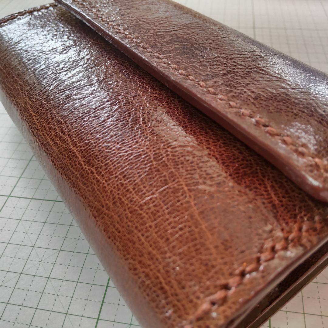手巻きたばこ 三つ折りシャグポーチ（茶色）高級姫路レザー使用 一点物S-57HC