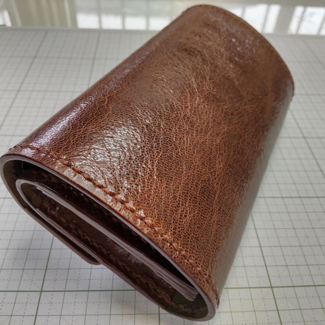 手巻きたばこ 三つ折りシャグポーチ（茶色）高級姫路レザー使用 一点物S-57HC