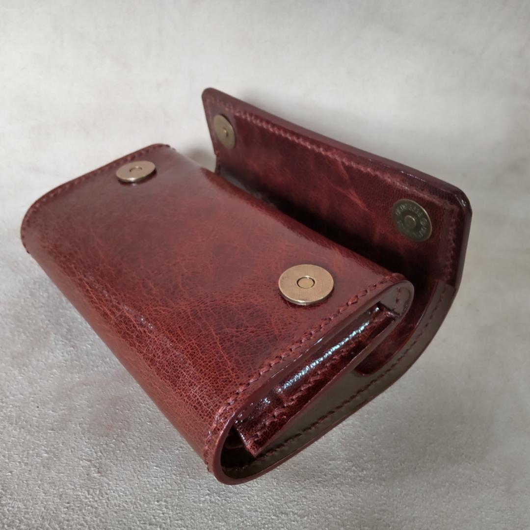 手巻きたばこ 三つ折りシャグポーチ（茶色）高級姫路レザー使用 一点物S-57HC