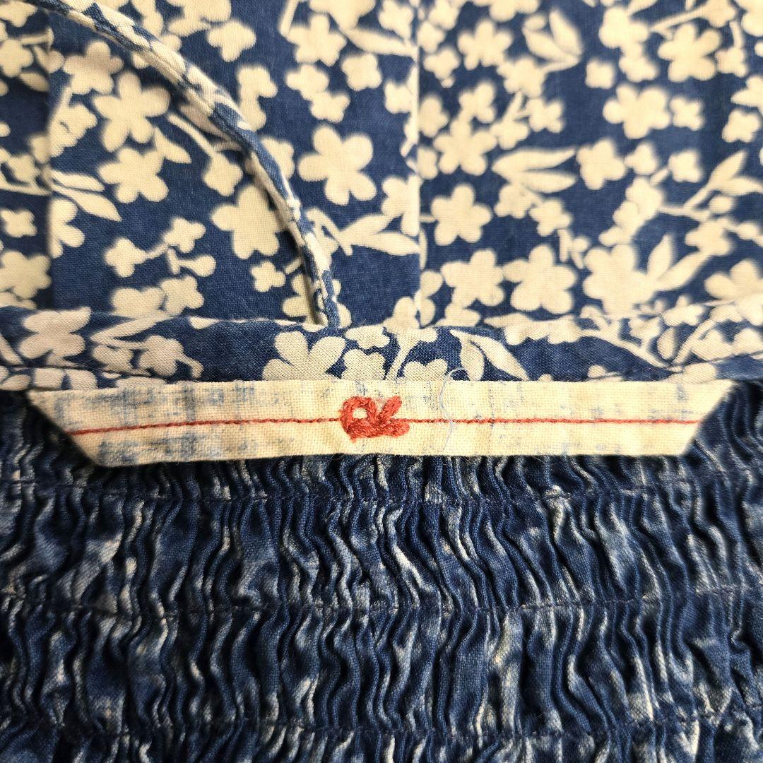 45R 花柄コットンチュニックブラウス インディゴ ネイビー　1