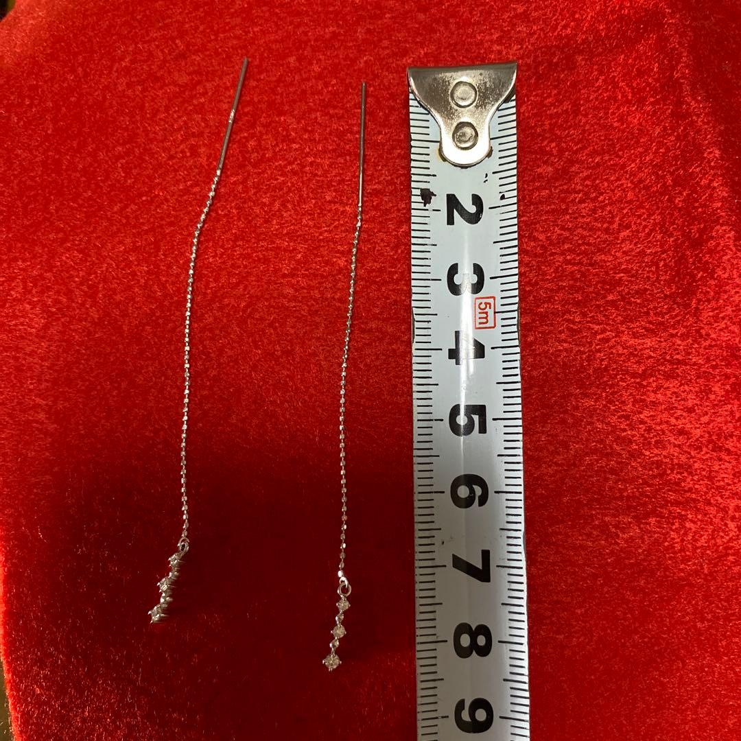 K18WG ダイヤモンドピアス　ロング　アメリカンピアス