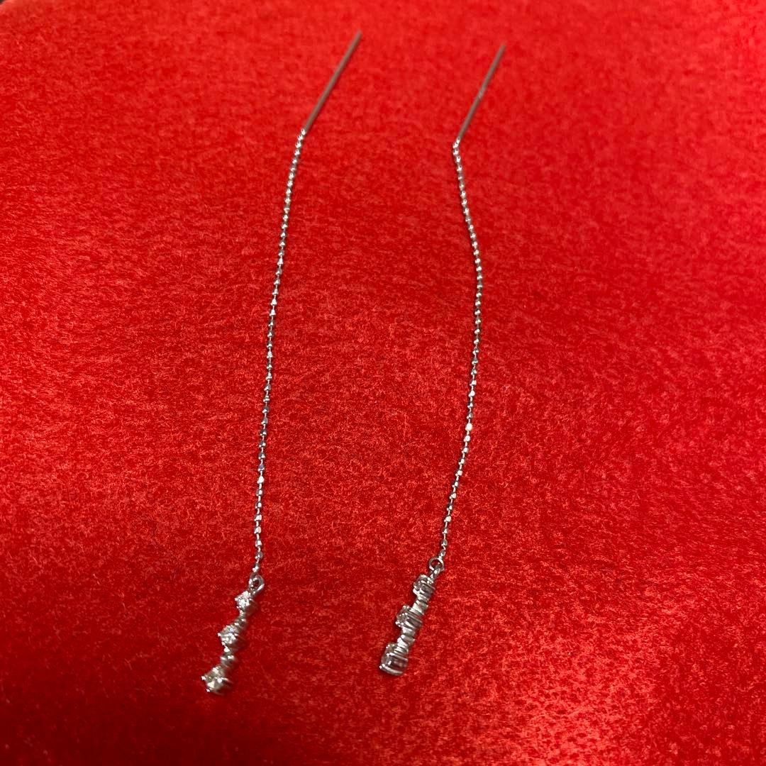 K18WG ダイヤモンドピアス　ロング　アメリカンピアス