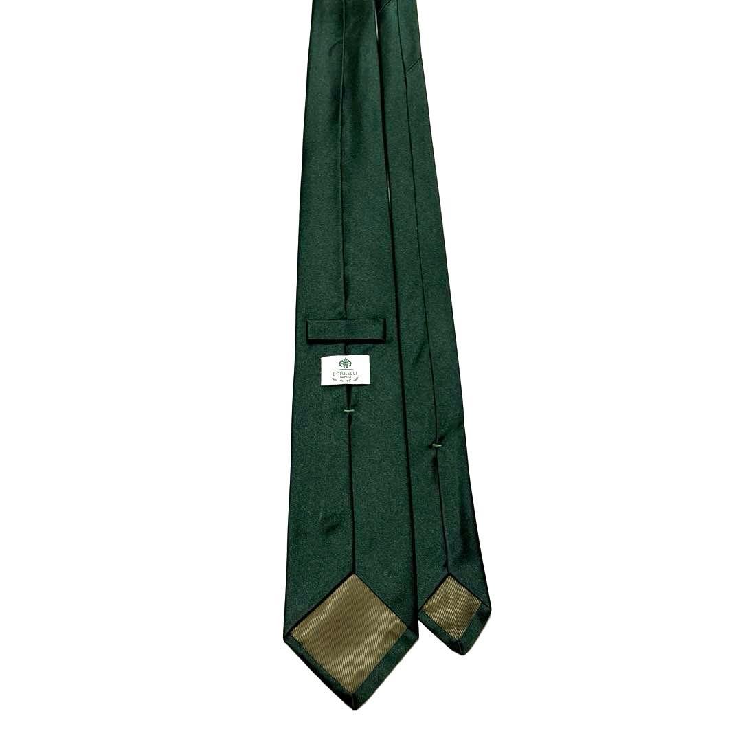 ルイジボレッリ　ネクタイ　無地ソリッド　ダークグリーン　シルクサテン　美品