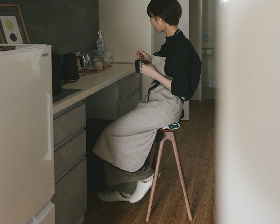 キッチンスツールBR H630＋ミナ ペルホネン　タンバリン　グレー