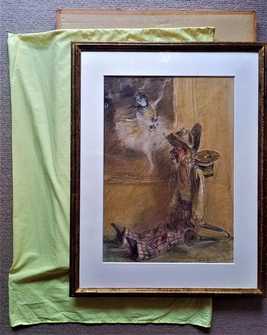 二紀会会員【小林千枝】真筆 2007年制作 パステル画12号『あやつり人形』額装