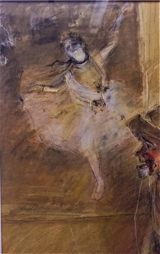 二紀会会員【小林千枝】真筆 2007年制作 パステル画12号『あやつり人形』額装