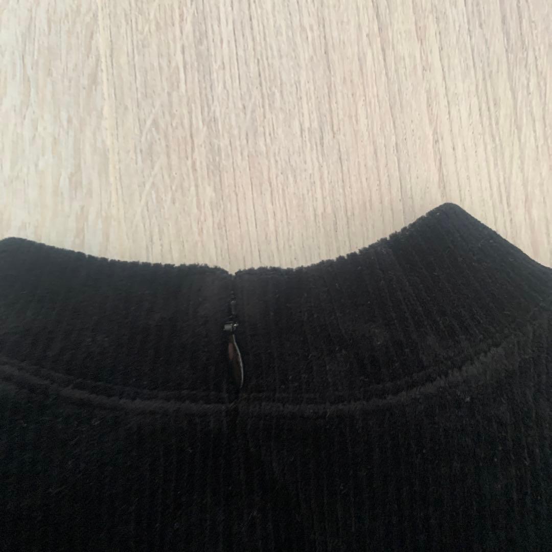 【familiar】 ブラウンベルベット＆チェック柄ワンピース 160cm 美品