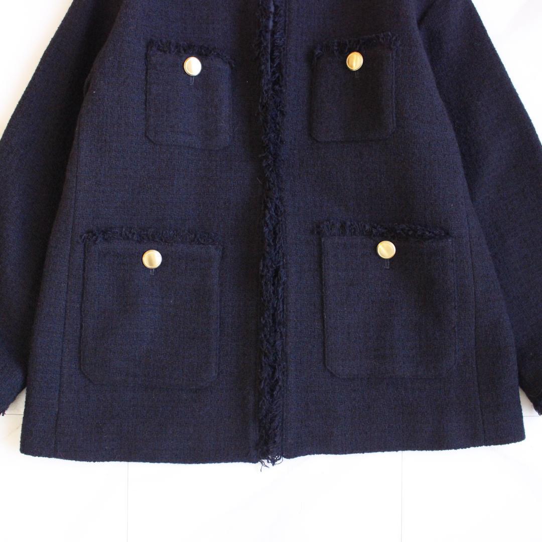 グリーンレーベルリラクシング ツイーディー ポケット ノーカラー ジャケット