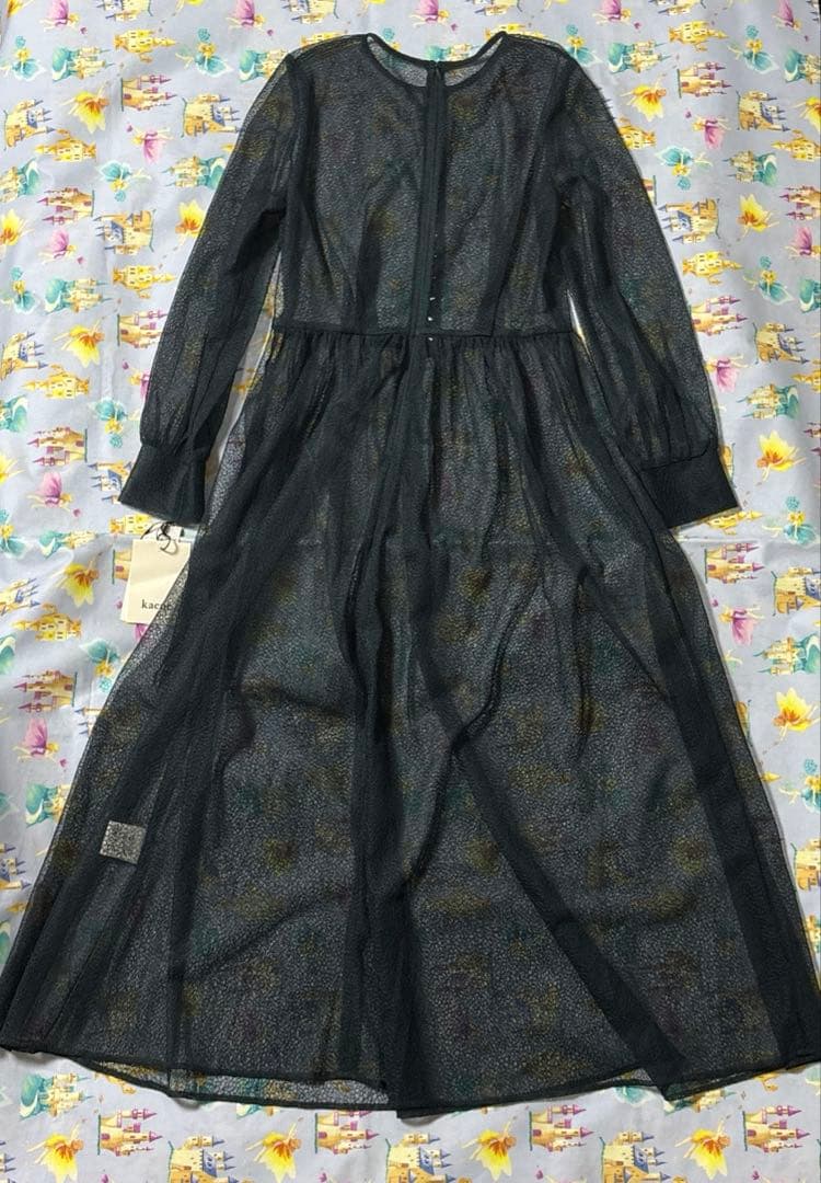 専用新品　kaene カエン　長袖ワンピース　幾何学チュールワンピース　総レース