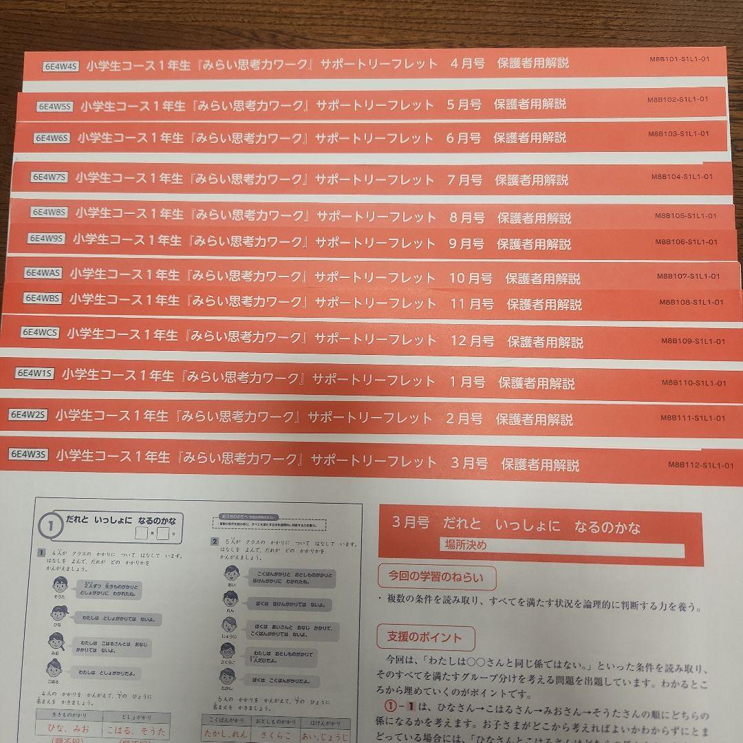 ほぼ未記入 最新2024年度 1年分　Z会 小学1年生 みらい思考力ワークあり