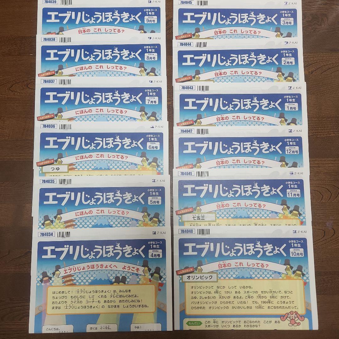 ほぼ未記入 最新2024年度 1年分　Z会 小学1年生 みらい思考力ワークあり