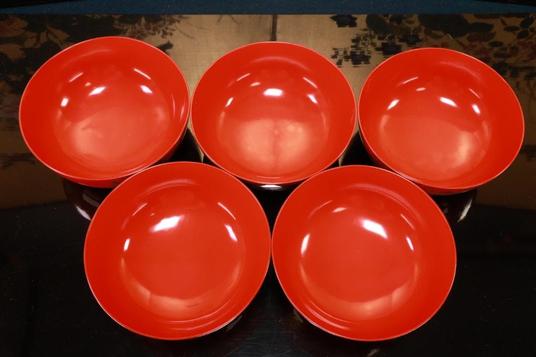 nori、時代漆器　輪島塗　草花金蒔絵　吸物椀　五客　木製 BJ128