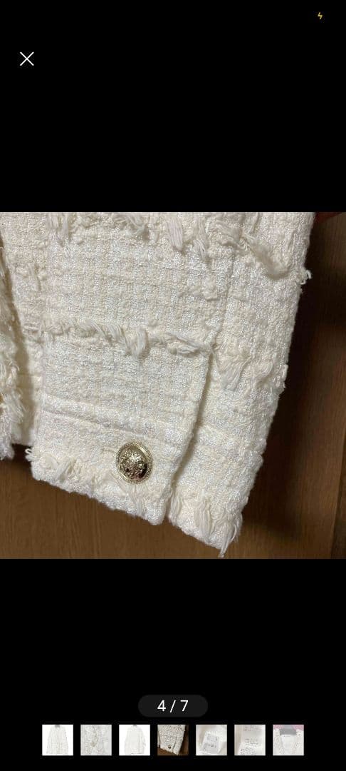 お値下げ！美品グレースコンチネンタル　ツイードジャケット白ダイアグラム36サイズ