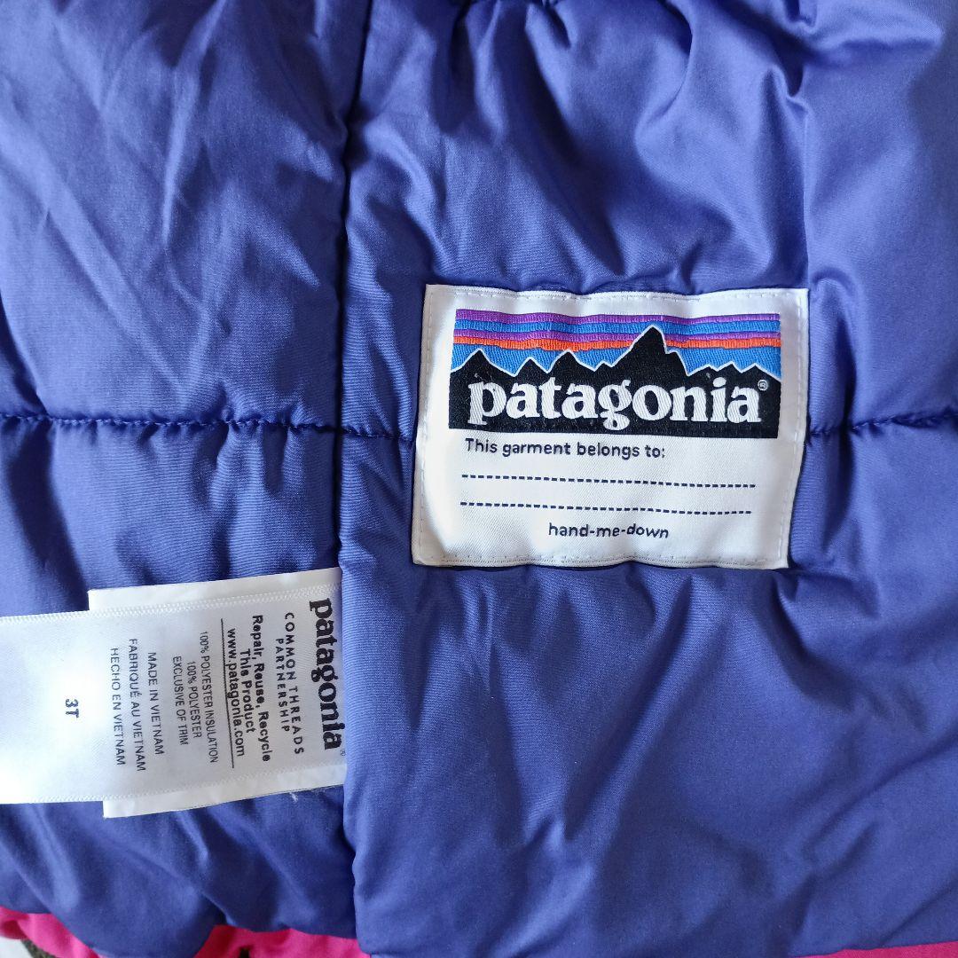 patagonia 子ども用スキーウェア ピンク/グリーン