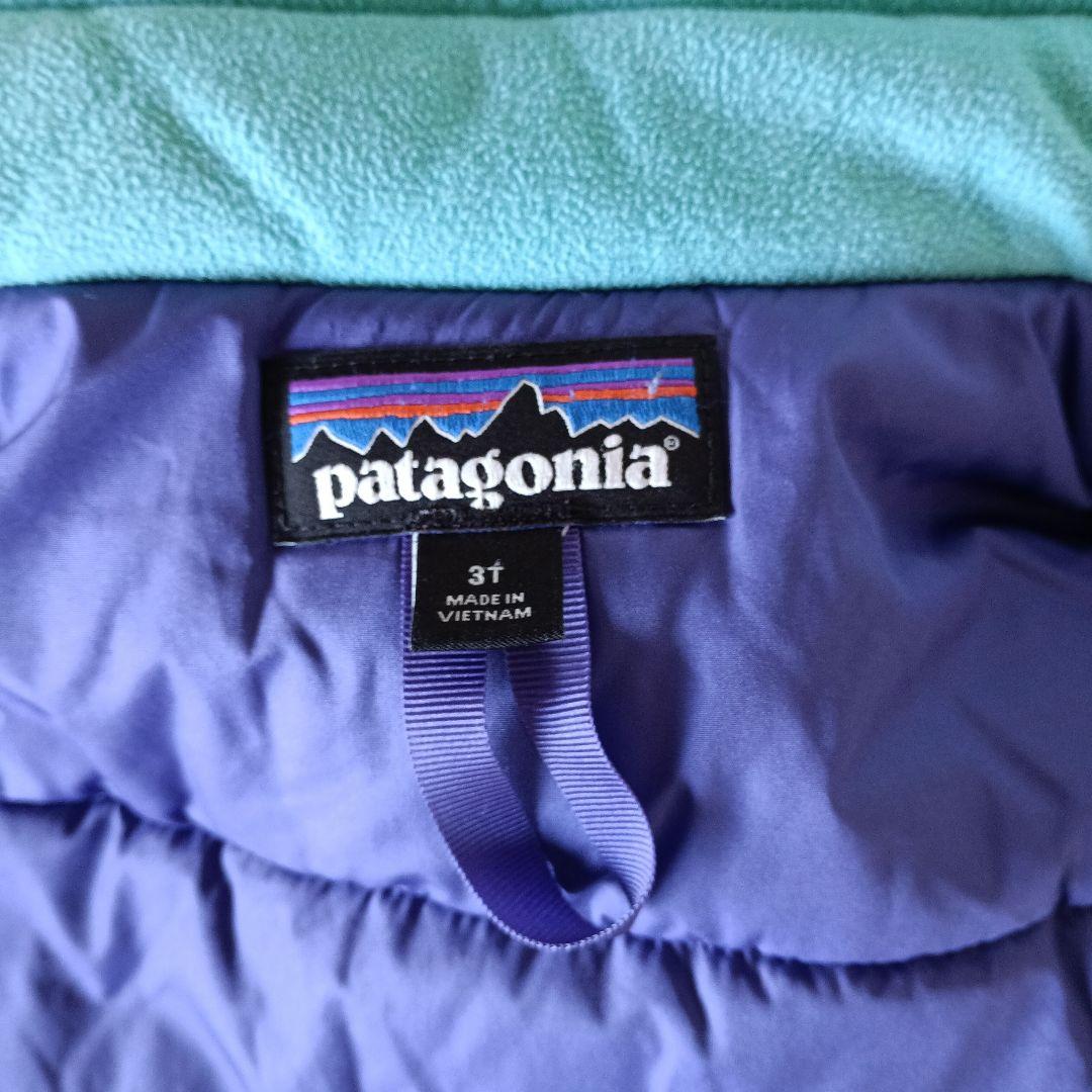 patagonia 子ども用スキーウェア ピンク/グリーン