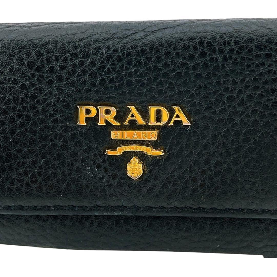 【保管箱付】PRADA プラダ 6連キーケース グレインカーフレザー ブラック系