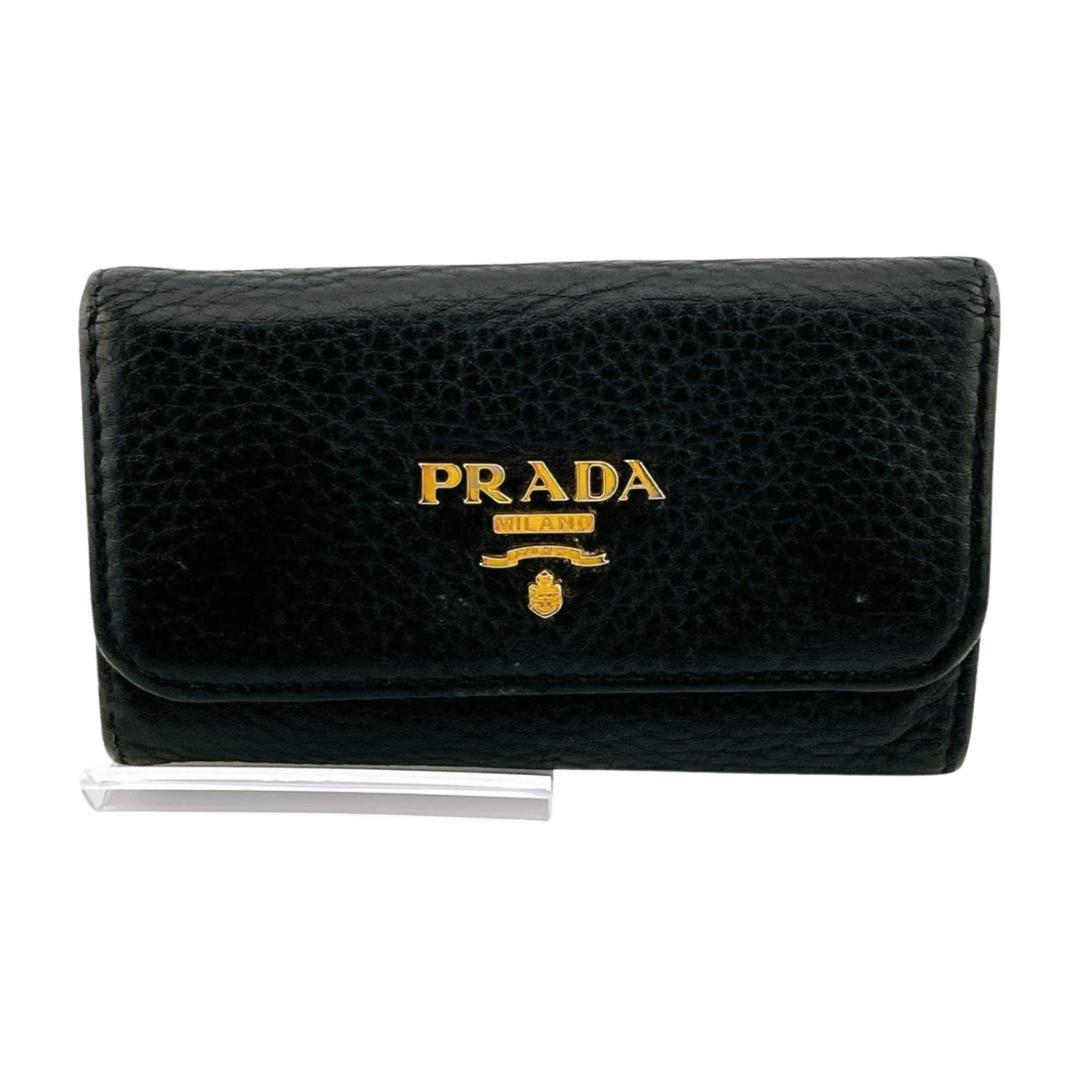 【保管箱付】PRADA プラダ 6連キーケース グレインカーフレザー ブラック系