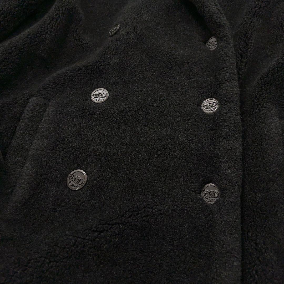 【極美品】FENDI フェンディ　ボアコート トレンチ　ダブル　ロゴボタン