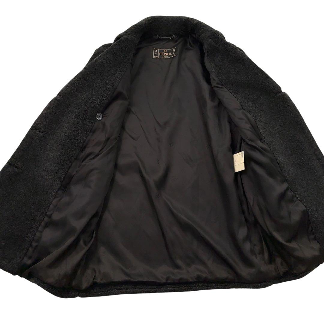 【極美品】FENDI フェンディ　ボアコート トレンチ　ダブル　ロゴボタン