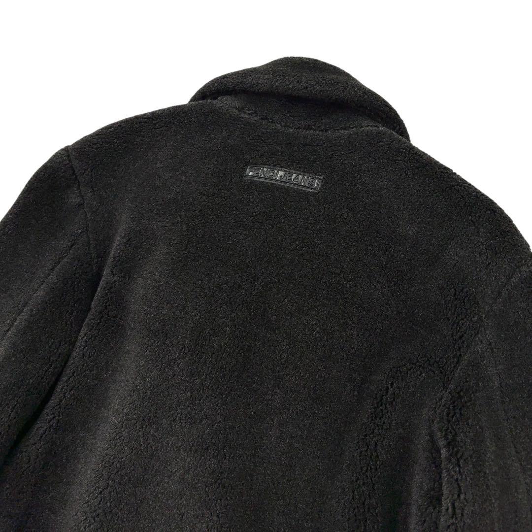 【極美品】FENDI フェンディ　ボアコート トレンチ　ダブル　ロゴボタン