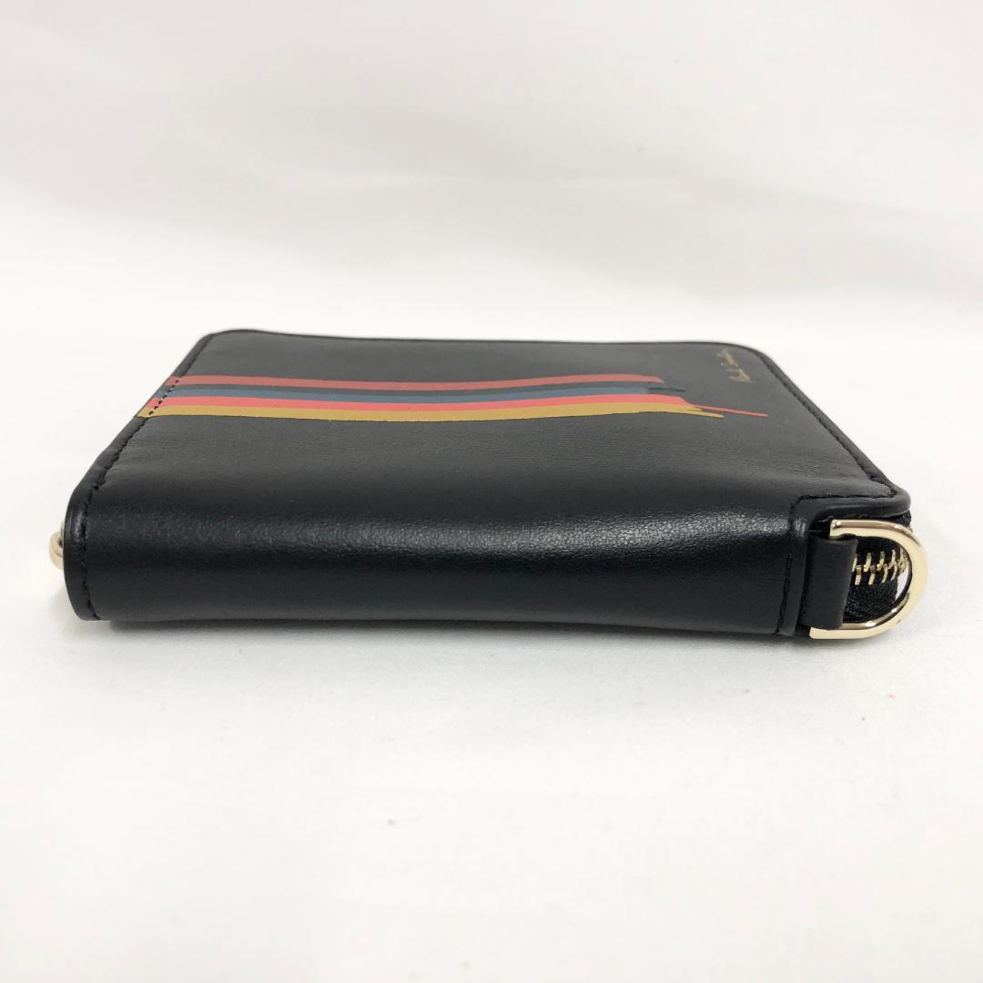 ○★新品未使用 Paul Smith ペイントストライプ ラウンドジップ折財布
