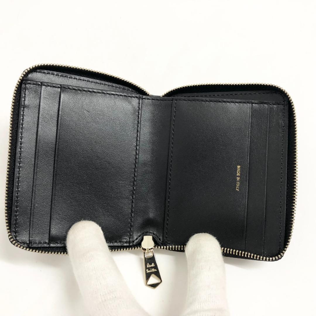 ○★新品未使用 Paul Smith ペイントストライプ ラウンドジップ折財布