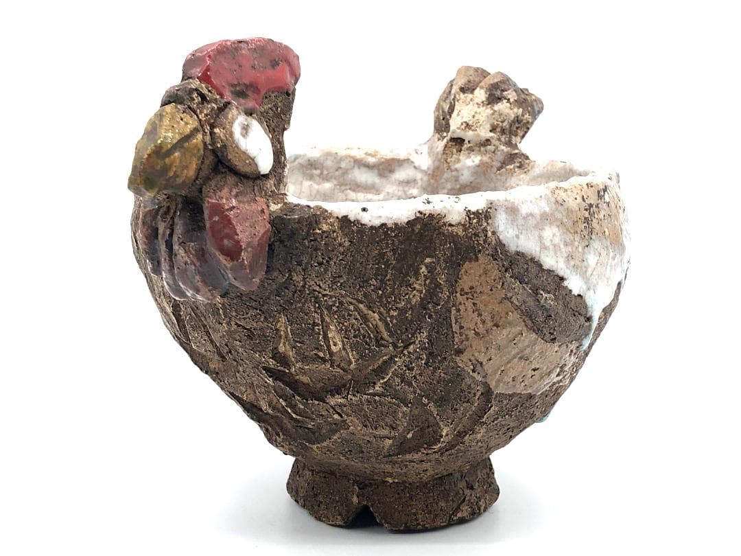 【 古陶碗『東天紅』】　銘花押：宗易（千利休法名） 　蔵出　共箱