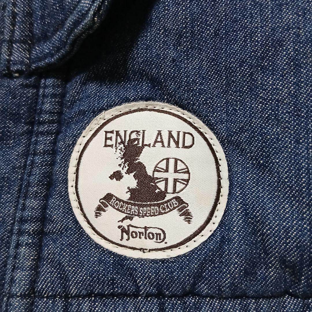 【極美品】Norton フードライナー 中綿デニムベスト 刺繍ロゴ デカロゴ